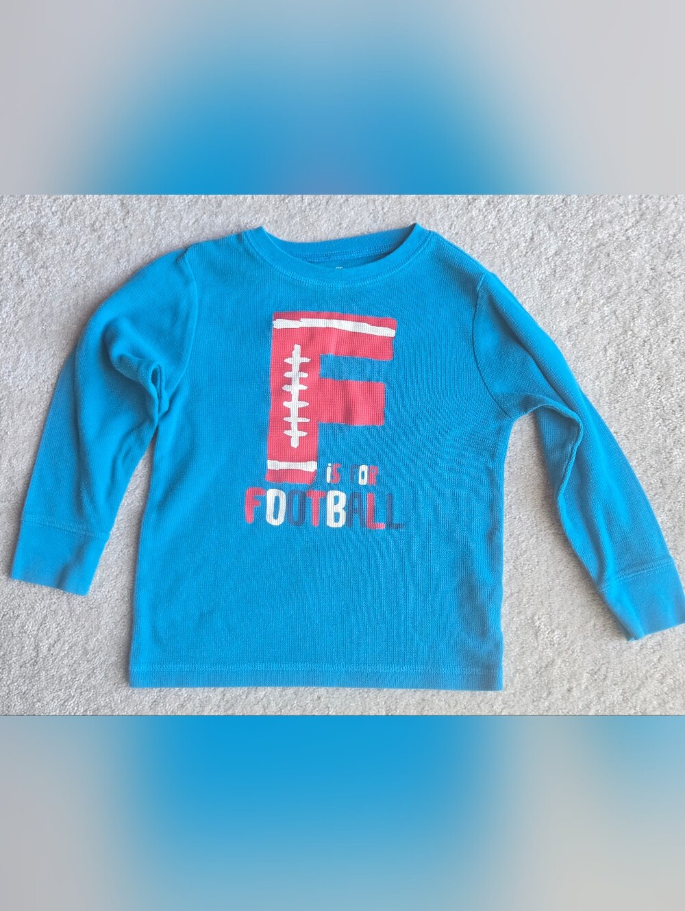 The Children's Place Bright Blue Long-Sleeve Tee with Red Football 'F' Graphic